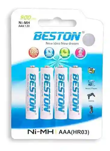 Pila Aaa Recargable Capacidad 900mah Unidad De Empaque Blister X 4 X Pack X4 Und Beston / Bateria Aaa