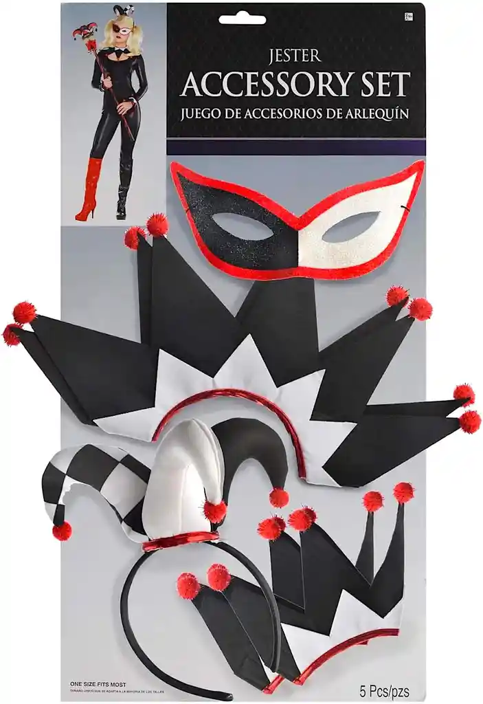 Kit De Arlequín 5 Piezas Para Mujer /halloween /disfraces