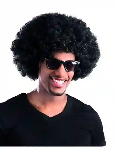 Peluca Disco Crespo Afro Negro Disfraz Halloween