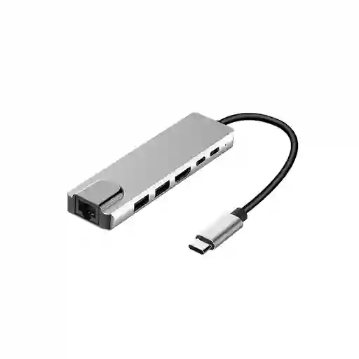 Adaptador Jaltech Usb Tipo C Multipuerto ( Hdm, Rj45, Usb, Usb C)