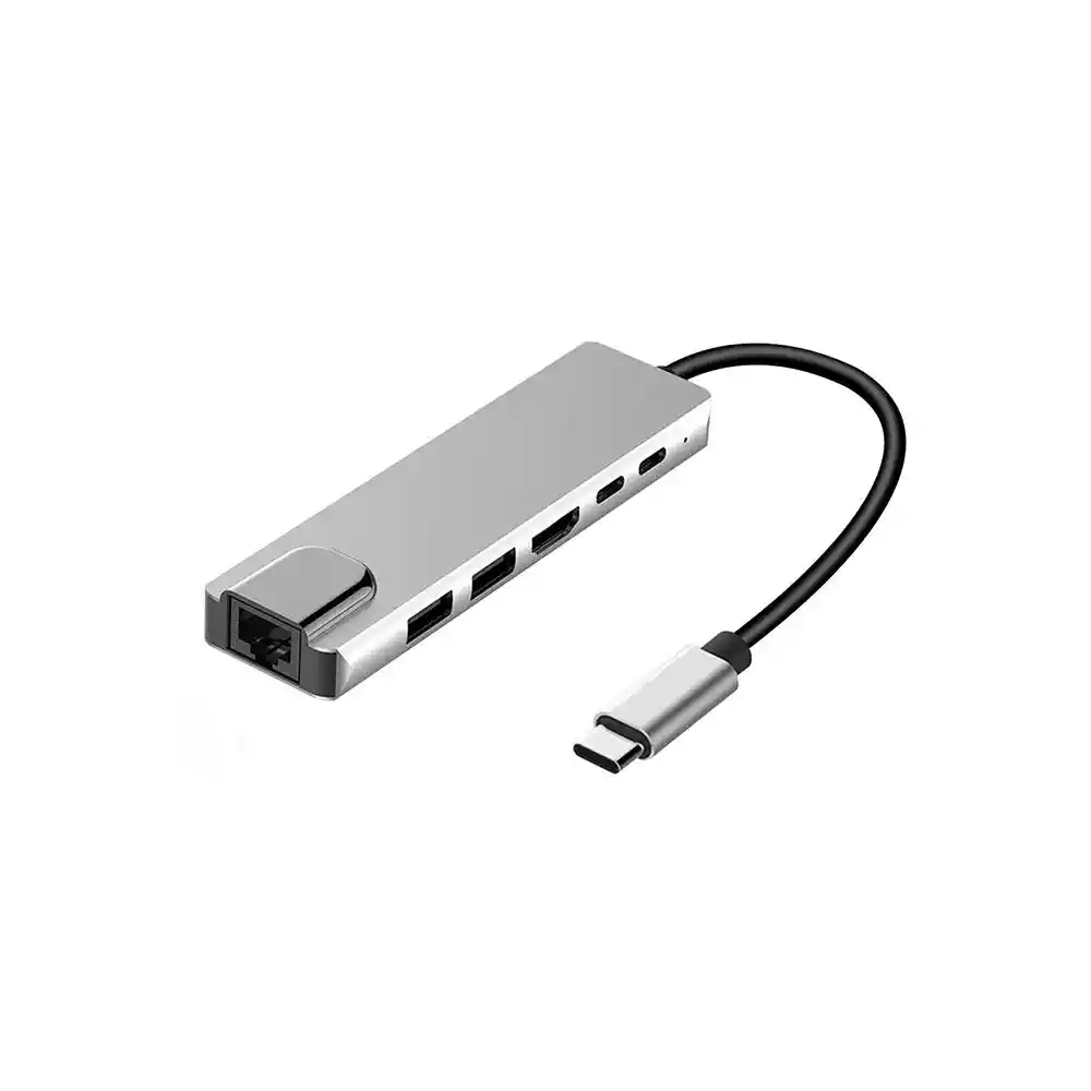 Adaptador Jaltech Usb Tipo C Multipuerto ( Hdm, Rj45, Usb, Usb C)