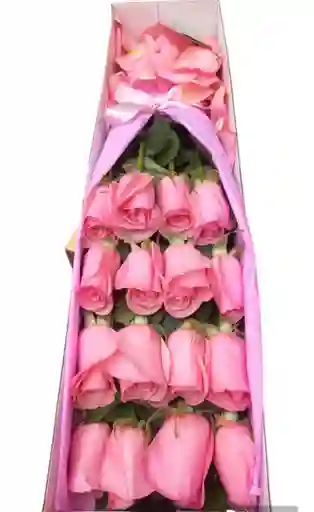 Caja De Rosas Rosadas Amor