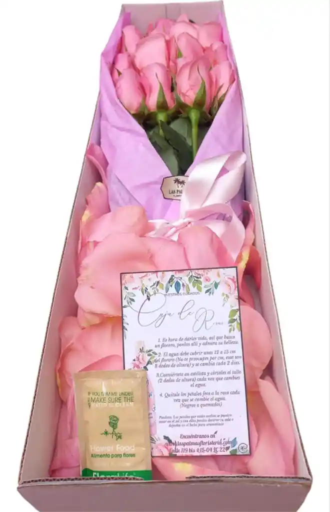 Caja De Rosas Rosadas Amor