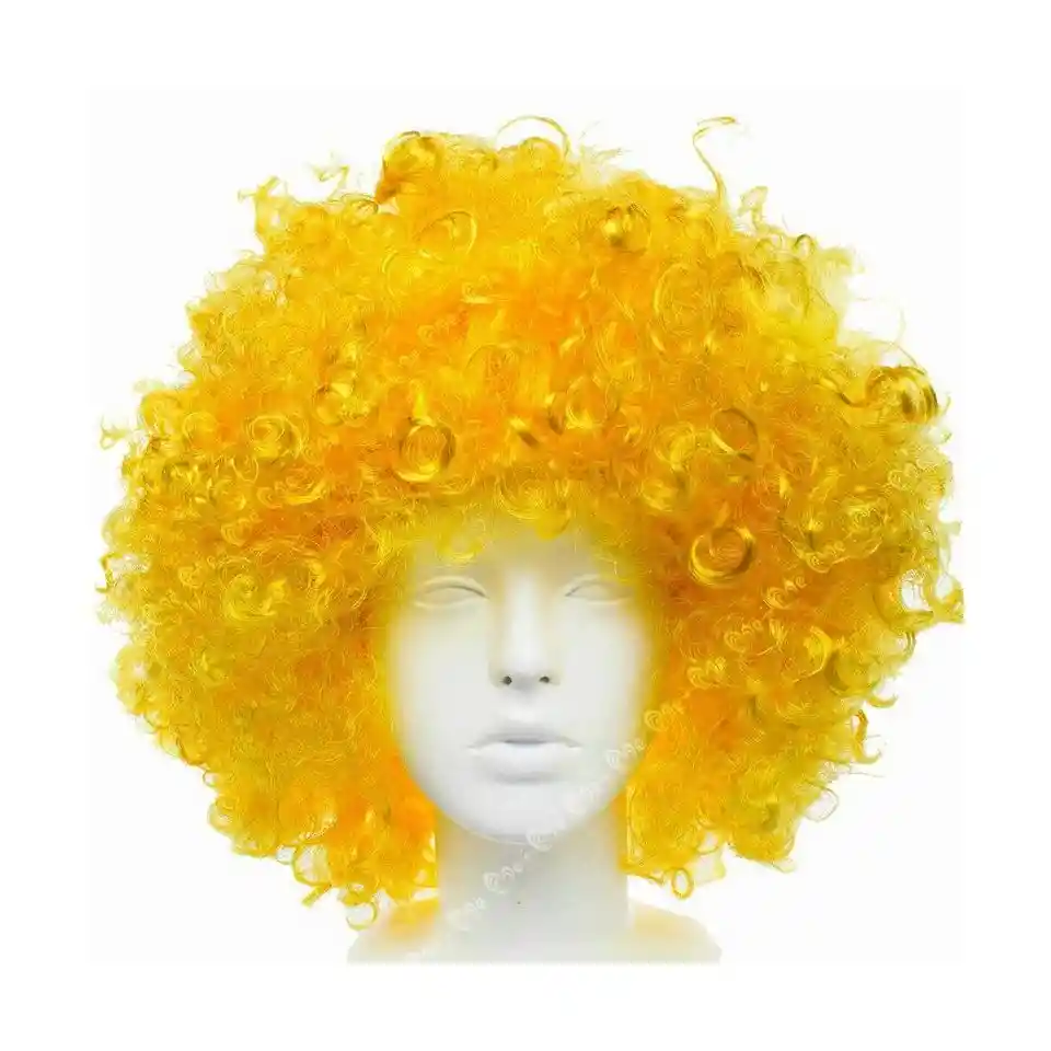 Peluca Afro Amarilla Fiesta Disfraz Party Halloween Cabello