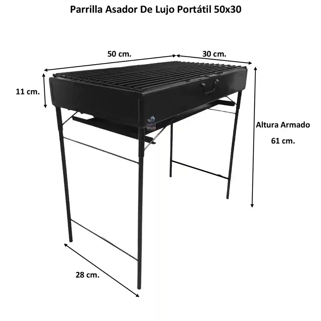 Parrilla Asador Pequeño 50x30 De Lujo A Carbon Portatil