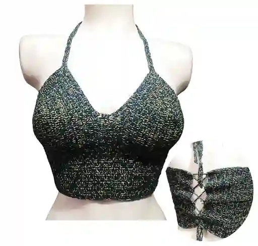 Crop Top Para Mujer Crop Top Tejido Dama Verde