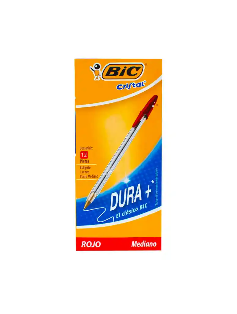 Caja X12 Bolígrafo Rojo Bic Cristal