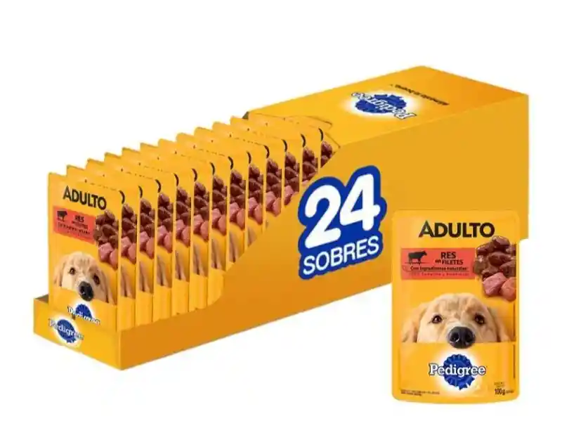 Pedigree - Alimento Húmedo Perro Adulto Carne 24 Sobres X100 G