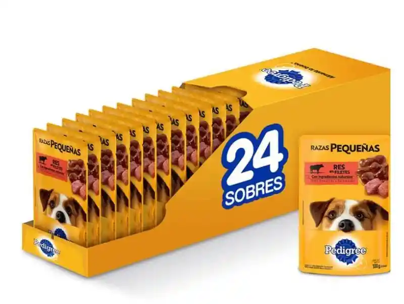 Pedigree - Alimento Húmedo Perro Raza Pequeña Carne 24 Sobres X 100g