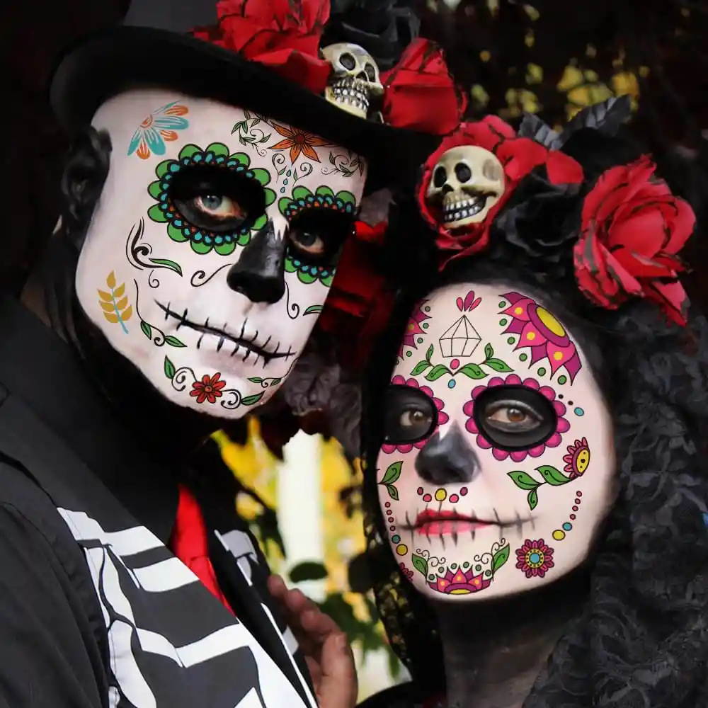 Maquillaje Temporal Catrina Mexicana Halloween Disfraz