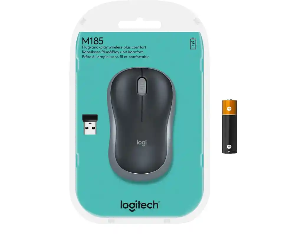 Logitech Mouse Inalámbrico M185, 2.4 Ghz Mini Receptor Usb