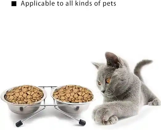 Comedero Doble En Aluminio Para Mascotas Perros Y Gatos 11 Cms