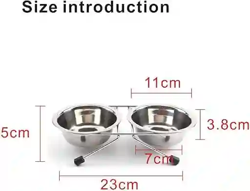 Comedero Doble En Aluminio Para Mascotas Perros Y Gatos 11 Cms
