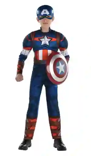 Disfraz De Capitán América Musculoso Para Niño - Marvel Disponible En Talla S Niño