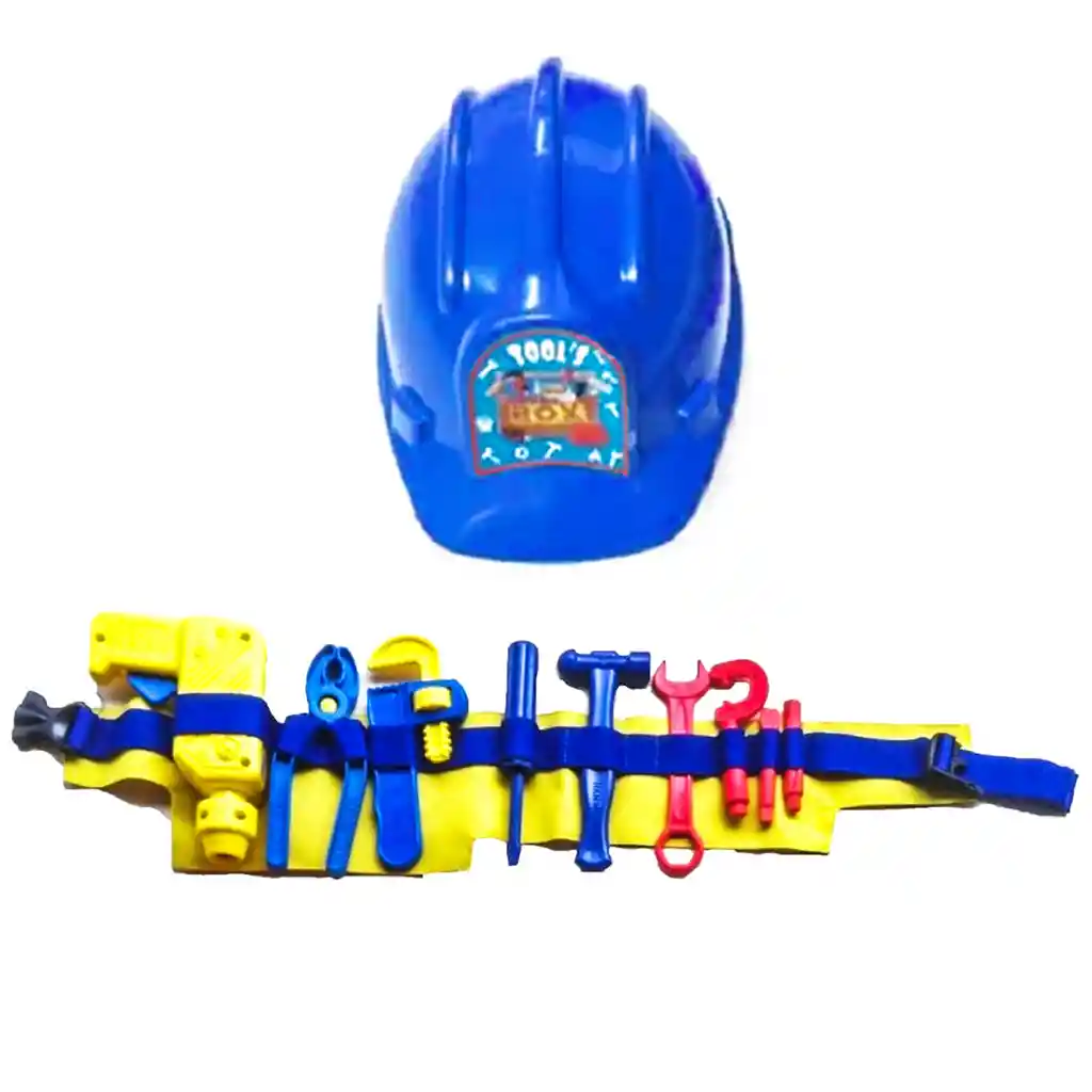 Juguete Set De Casco Herramienta Cinturon 52 Cm Disfraz Niño