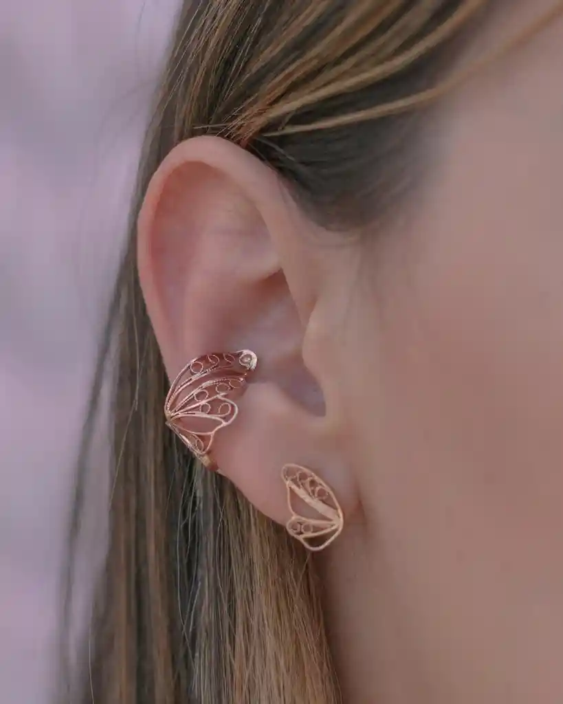 Earcuff Mariposa Posada Grande Rosado