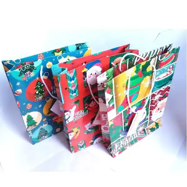 Bolsa Regalo Navidad Mediana Economica 25x16x6cm Colores Surtidos