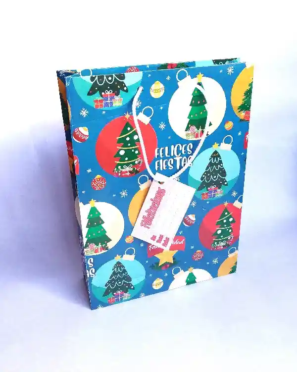 Bolsa Regalo Navidad Mediana Economica 25x16x6cm Colores Surtidos