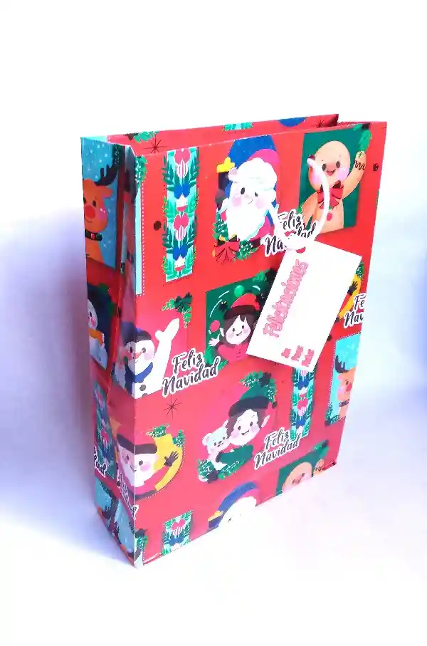 Bolsa Regalo Navidad Mediana Economica 25x16x6cm Colores Surtidos