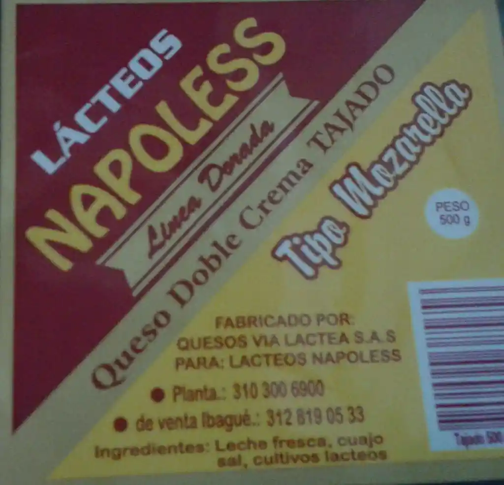 Queso Napoles Tajado 500g