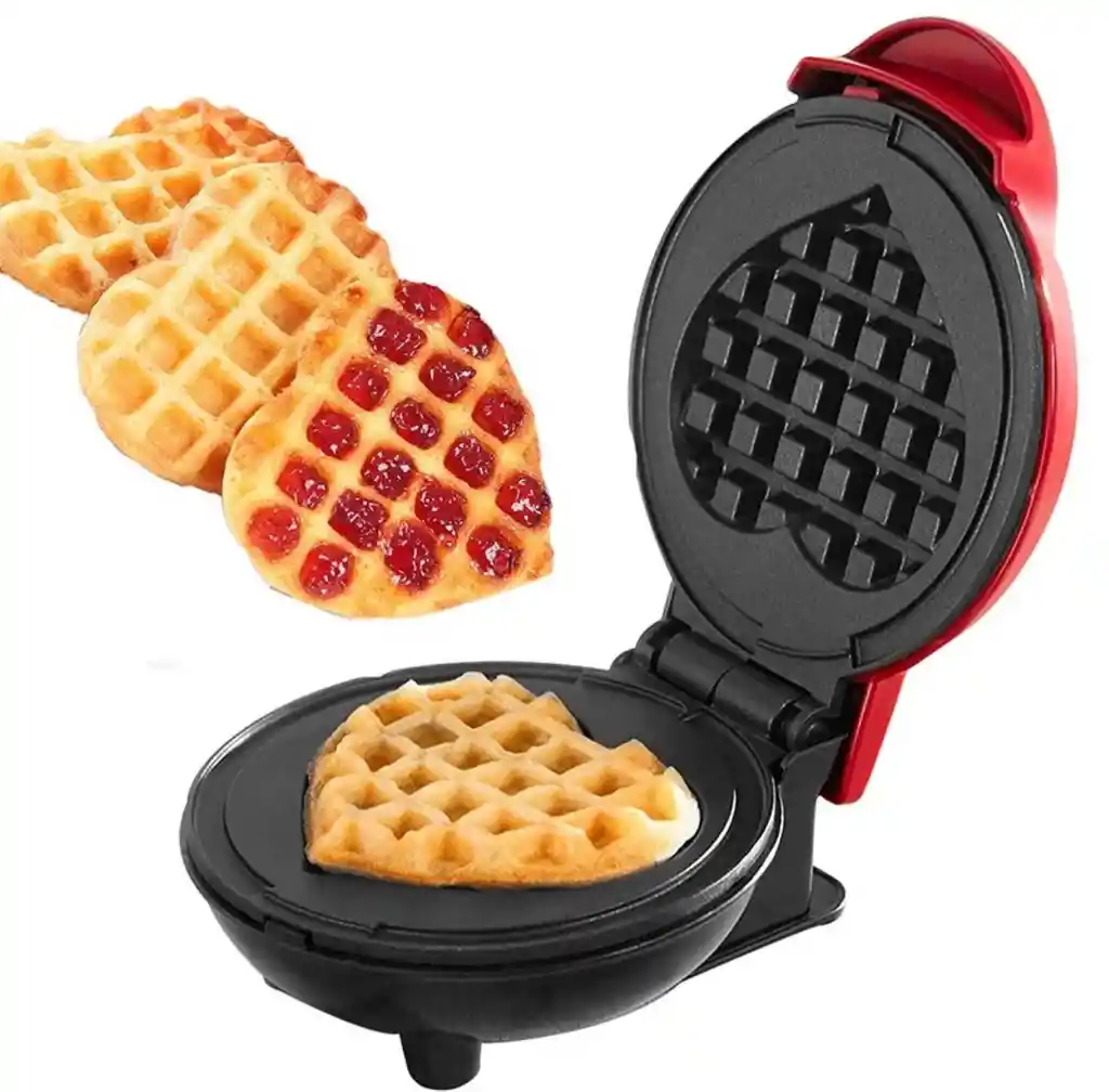 Mini Wafflera Gofrera Eléctrica Corazon Antiadherente