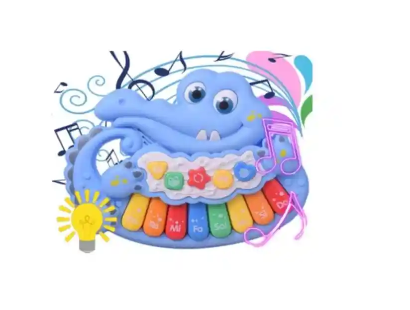 Piano Infantil Bebe Teclado Cocodrilo Juguete Musica Luz