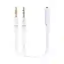 Cable De Audio Plug 3,5 Hembra A 2 3,5 Macho Blanco