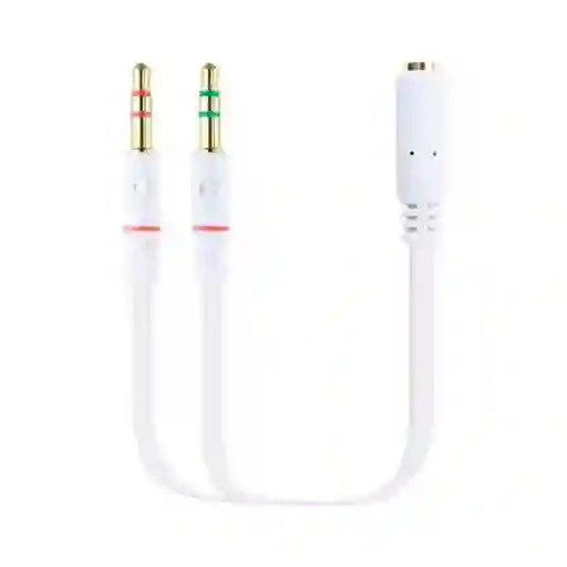 Cable De Audio Plug 3,5 Hembra A 2 3,5 Macho Blanco