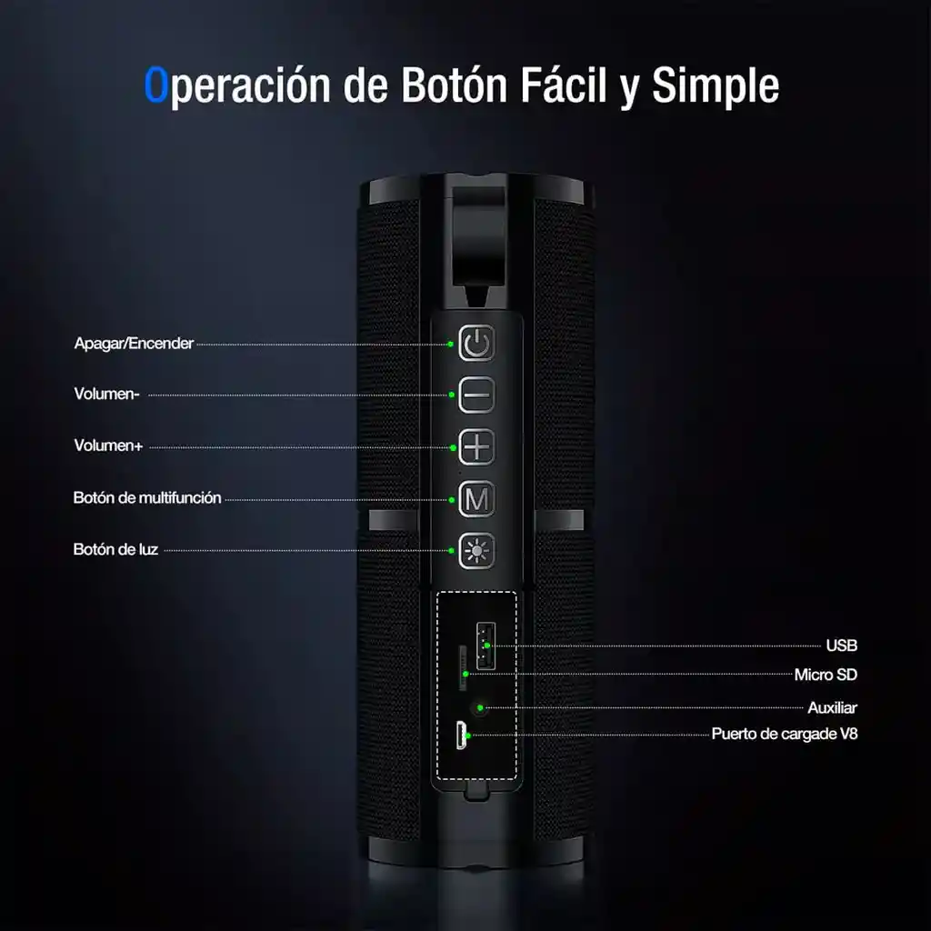 Parlante Bluetooth Resistente Al Agua 6 Horas De Duracion Original