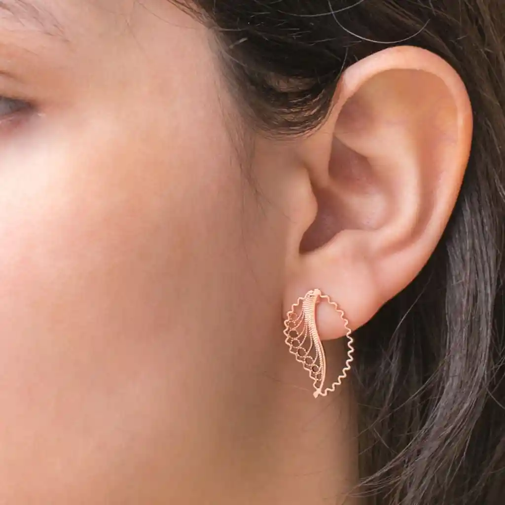 Aretes Topo Marely En Filigrana Rosa