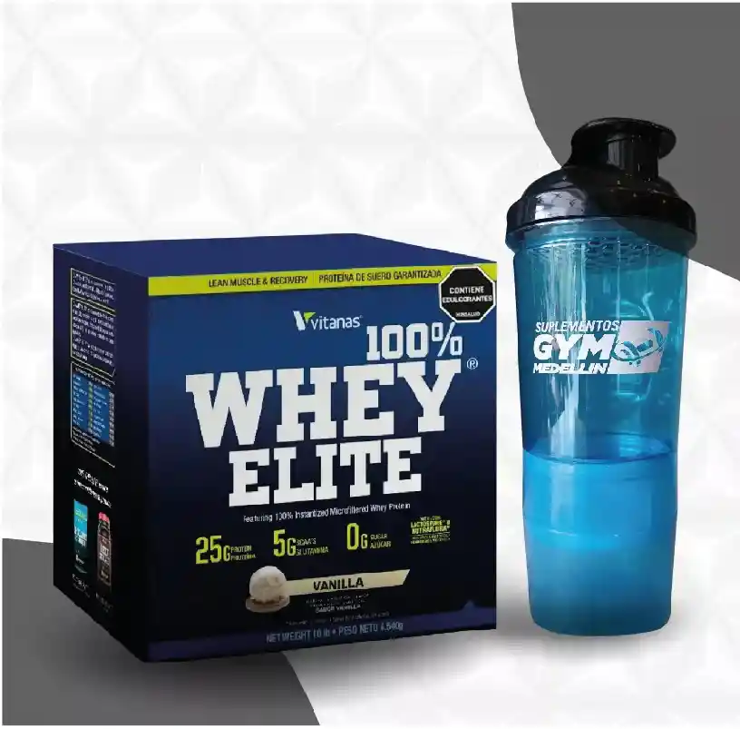 Whey 100%elite 10 Libras Vitanas Con Shaker 3 En 1