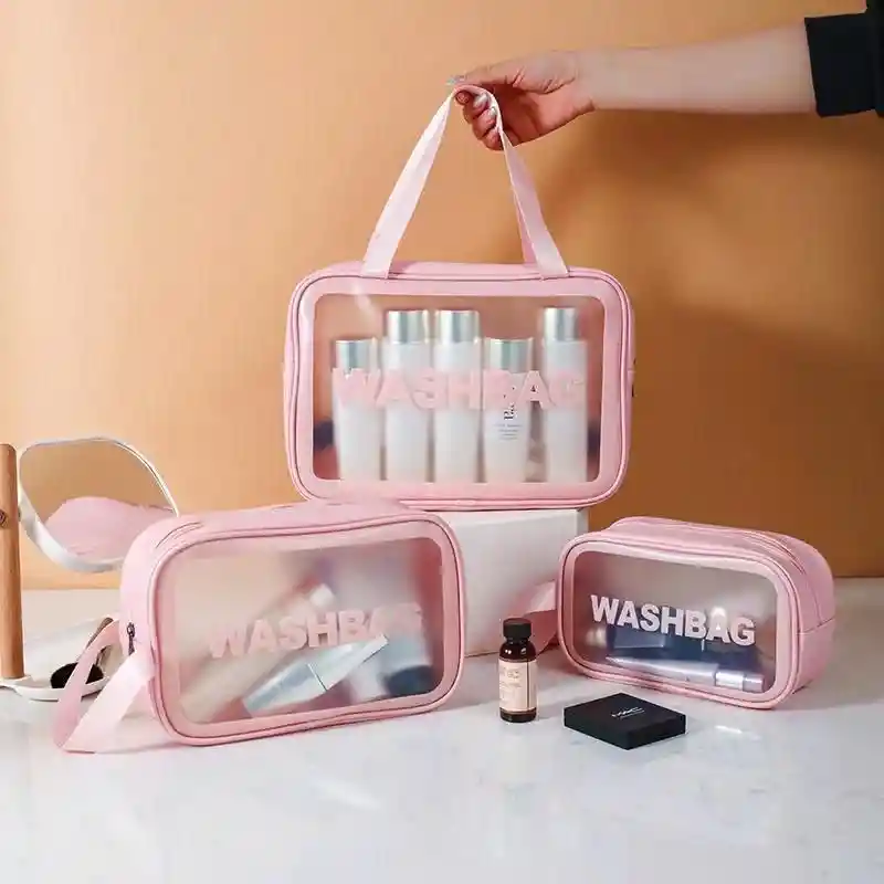 Set 3 Bolsa Cosmétiquera De Viaje Transparente Impermeable