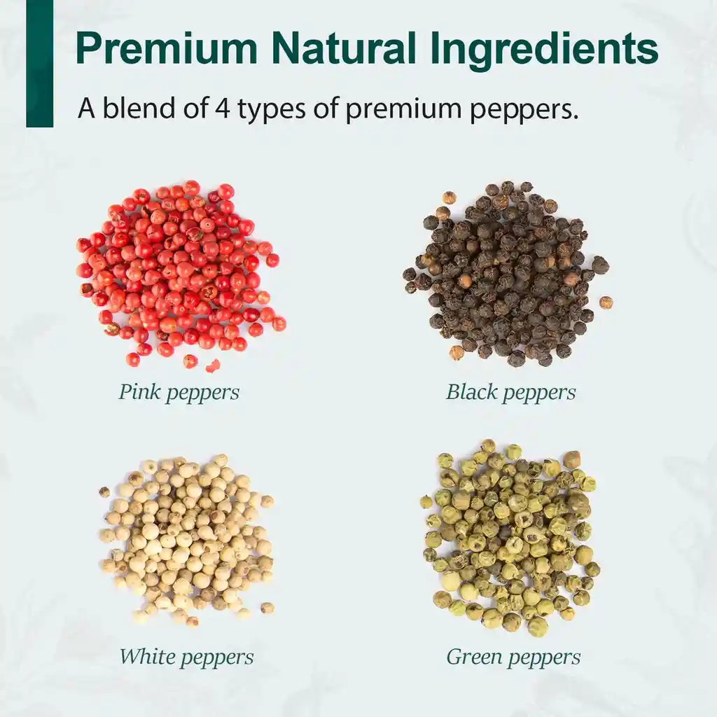 Soeos Granos De Pimienta Enteros Arcoíris Rosada, Blanca, Negra Y Verde - Rainbow Peppercorns 8 Oz (227g)