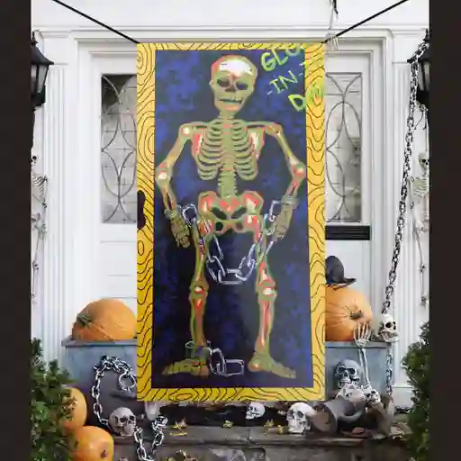 Cartel Plástico Esqueleto Glow In The Dark Halloween