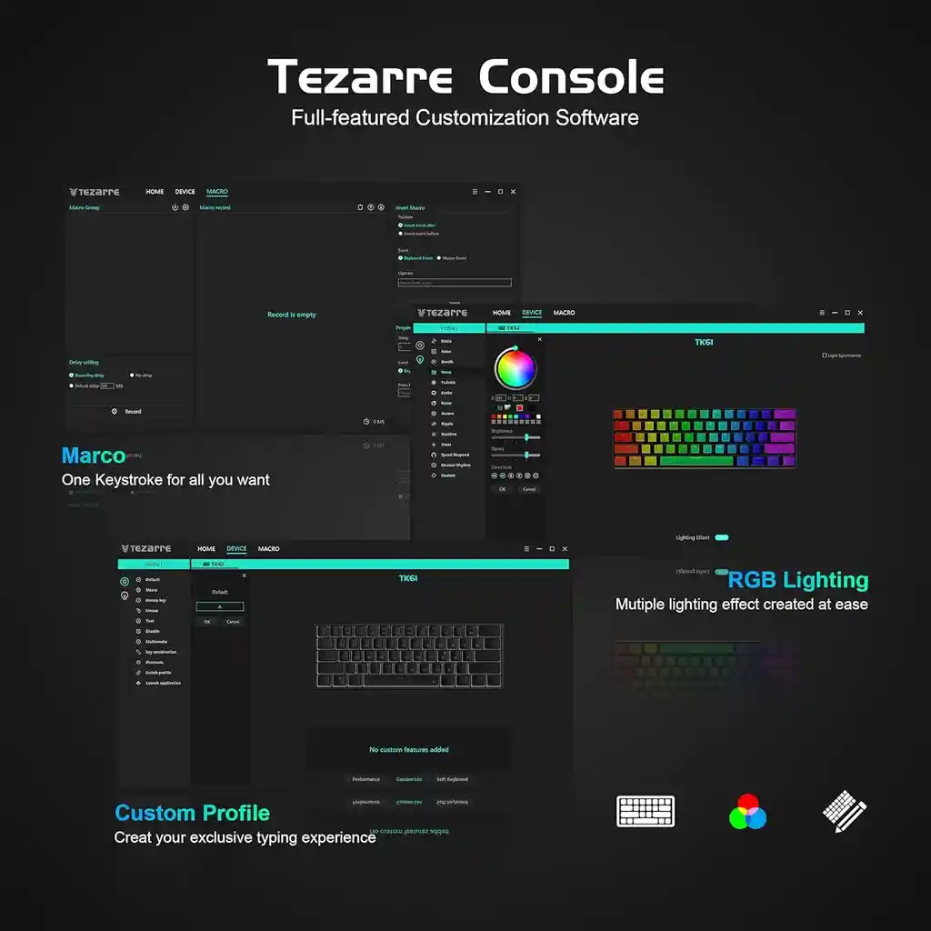 Teclado Mecanico Al 60% | Tezarre Tk-61 | Rgb | Red Switch