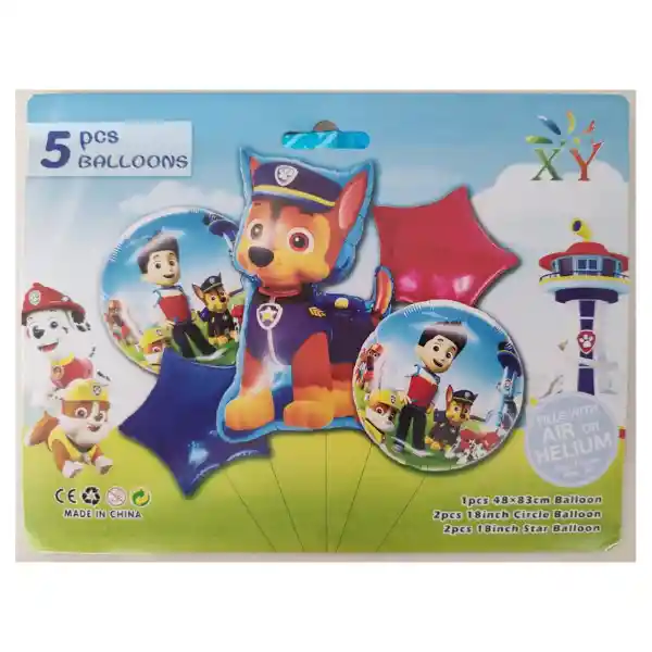 Kit De Globos Metalizados Chase Paw Patrol Sin Inflar