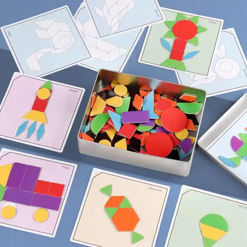 Tangram Rompecabecas Infantil De Madera Para Jardín De Infancia, Forma De Educación Temprana, Juguete Educativo.