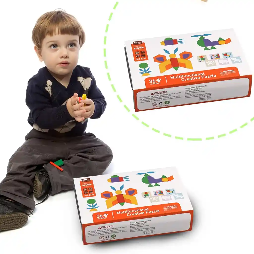 Tangram Rompecabecas Infantil De Madera Para Jardín De Infancia, Forma De Educación Temprana, Juguete Educativo.