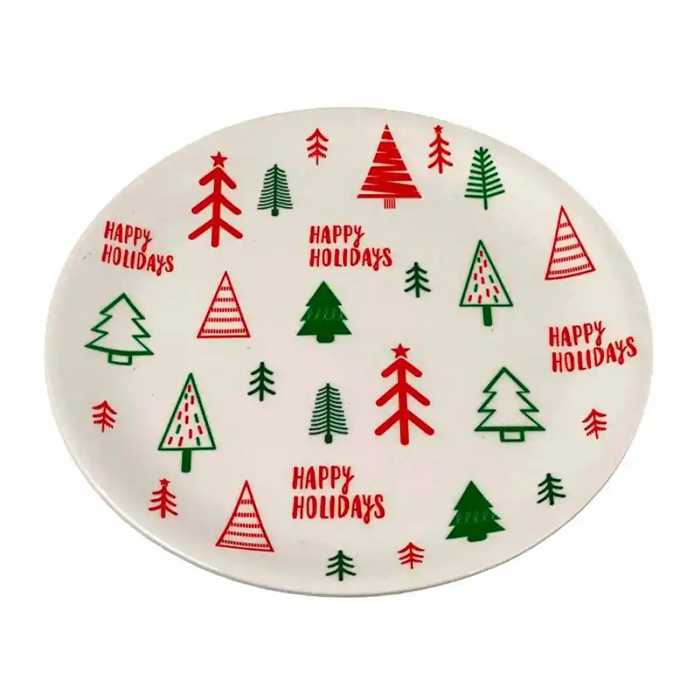 Plato Navideño Happy Holidays 26.5x26.5x1.5cm Santini