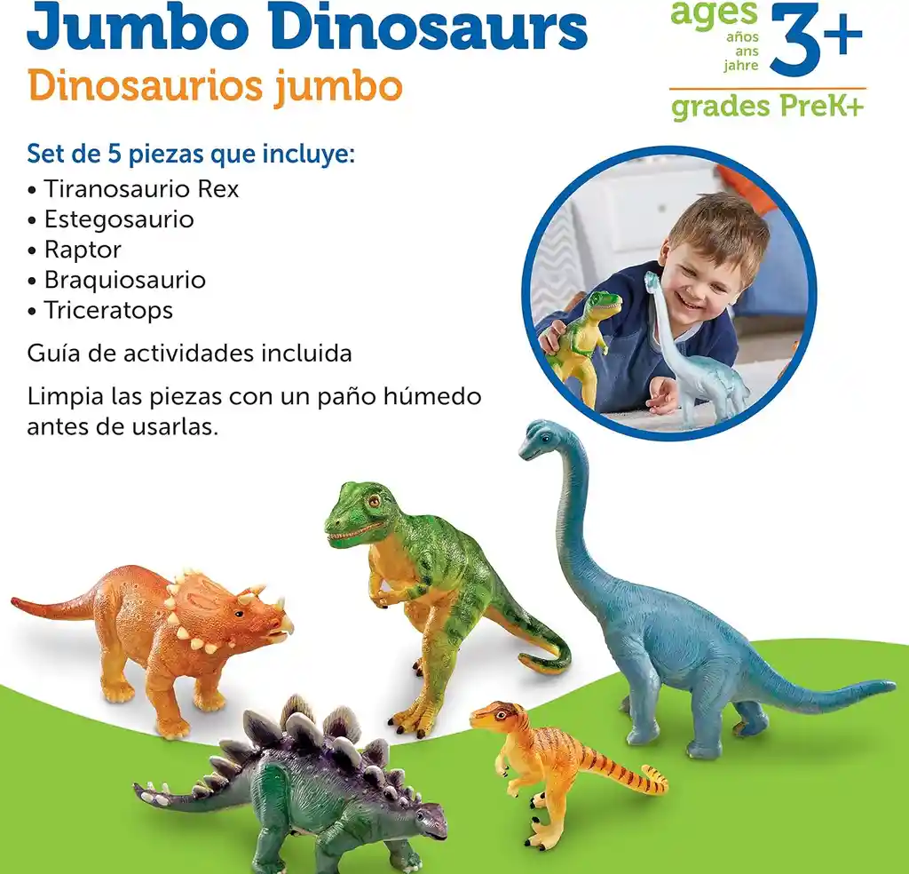 Set De Dinosaurios Jumbo Figuras Coleccionables Niños Niñas