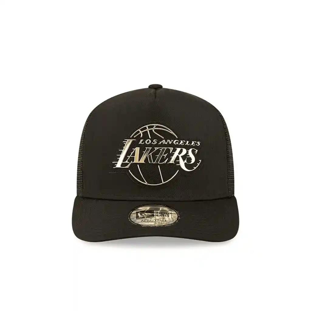 	gorra New Los Angeles Lakers 9forty A Frame Negra Logo Dorado En Pasta