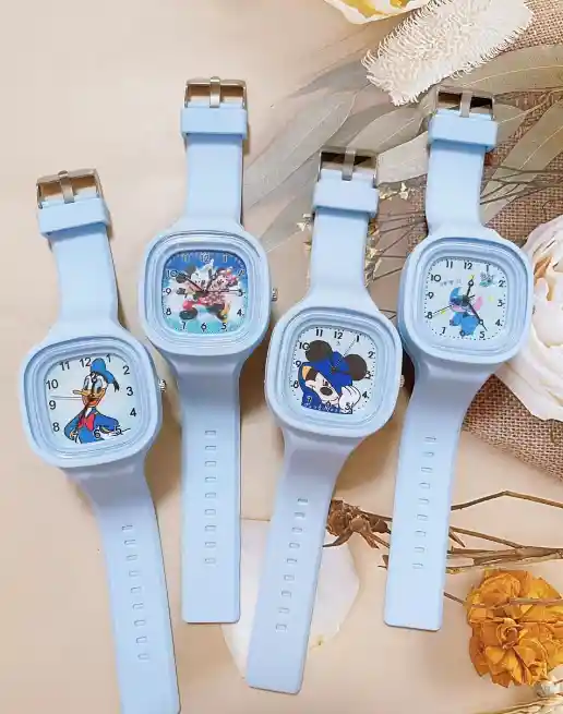 Reloj Pulso Goma Infantil Diseño Dibujo Animado Analógico