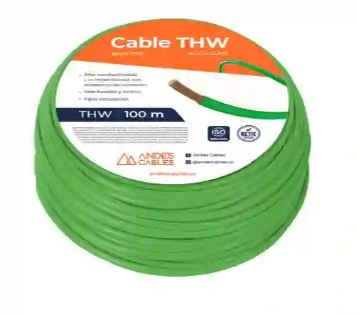 Cable Flexible Andes Thw 12 Awg Color Verde