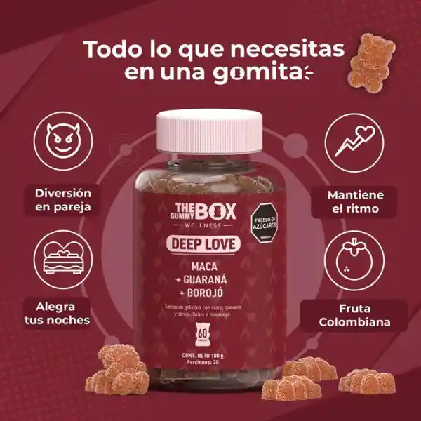 Gomas Deep Love The Gummy Box Frasco X60 Gomitas Potenciadoras