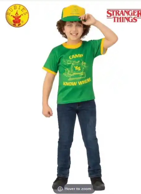 Disfraz De Camiseta Para Niños De Stranger Things Dustin Camp Know Where