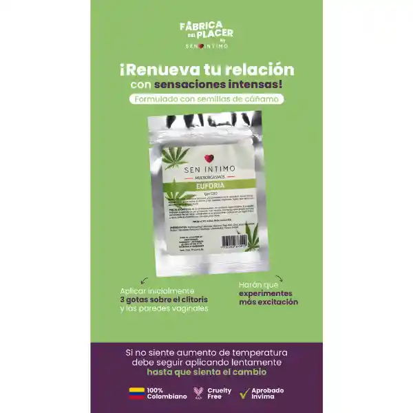 Lubricante Multiorgasmos Euforia Sachet X 7 Ml Sen Íntimo