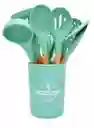 Set 12 Utensilios De Cocina Silicona Resistente Calor Verde