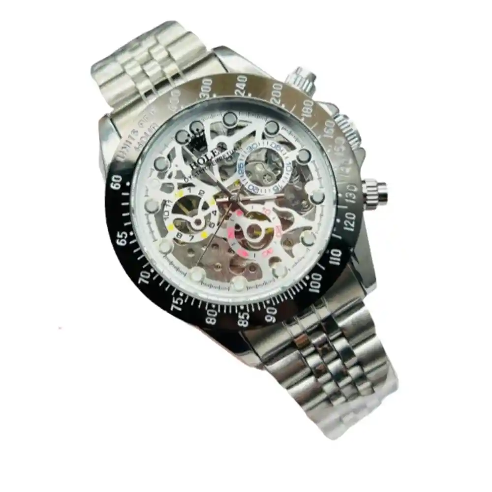 Reloj De Pulso Acero Lujo Para Hombre Calidad Premium Plateado