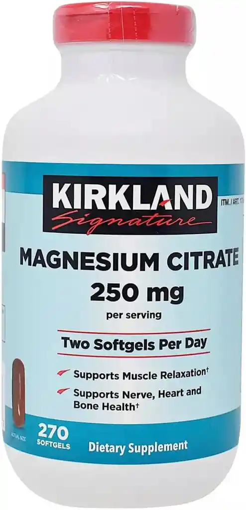 Kirkland Signature Citrato De Magnesio Rápida Absorción 270 Sofgels