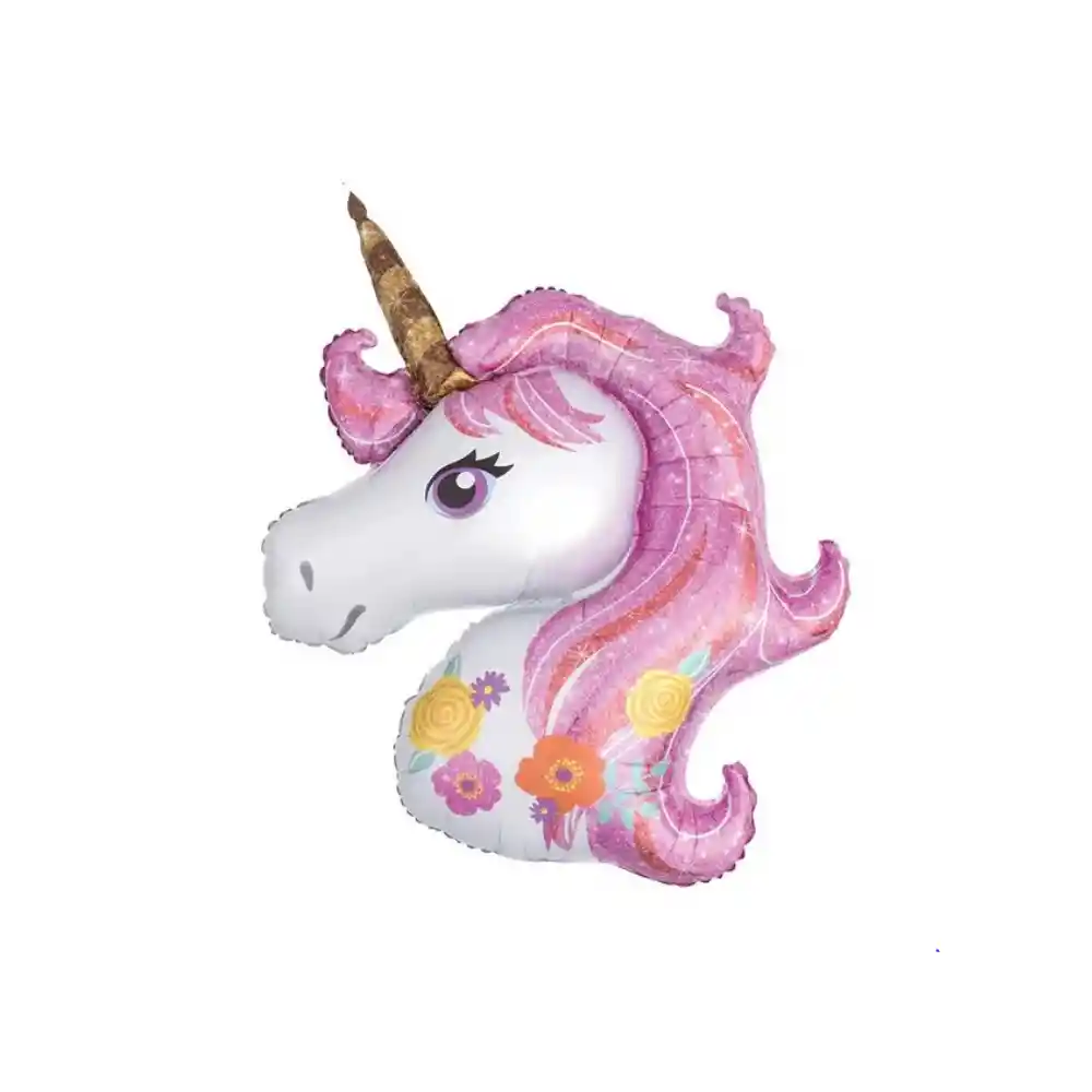 Globo Metalizado Diseño Unicornio Fiestas Cumpleaños